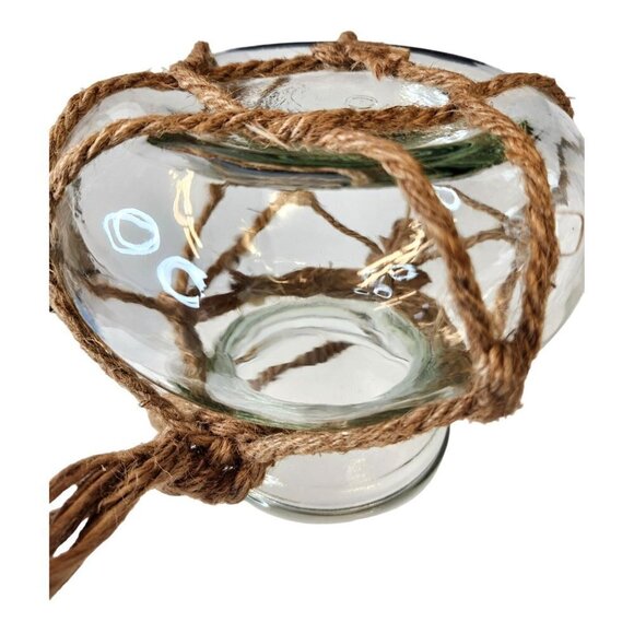 BoHo Decorative Hemp Rope Glass Vase Hydroponics Planter Green Plant Candle Seas - Picture 7 of 8